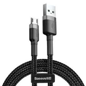 Baseus Cafule 0.5M Cable USB For Micro 2.4A Gray+Black – CAMKLF-AG1 – 1 Year Warranty