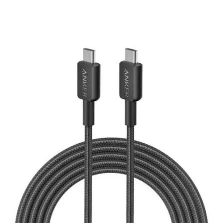 ANKER A81F5H11/H21 322 POWERLINE USB C TO USB C BRAIDED 3FT/0.9M 60W CABLE BLACK/WHITE
